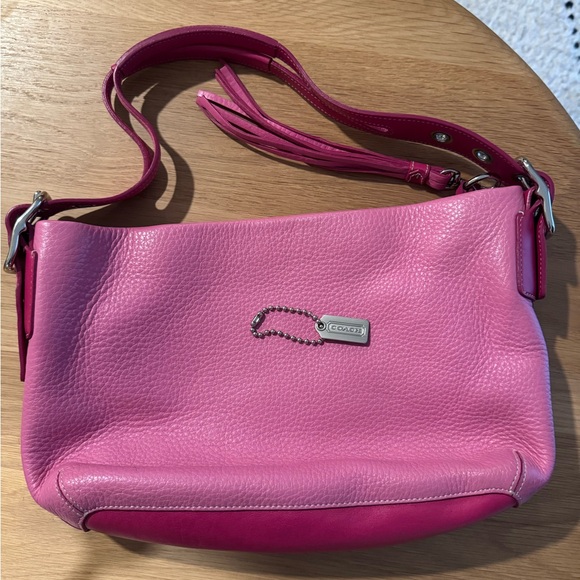 Coach Vibrant Pink Leather Shoulder Bag - Picture 7 of 16